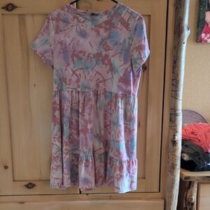 Lily Rose Pastel Tie-Dye Tee Dress in Pink, Lavender, Baby Blue